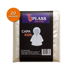 kit 20 unidades capas de chuva infantil descartaveis transparentes - tjplass